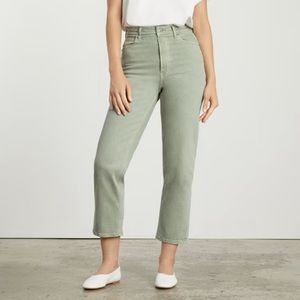 EVERLANE The Way High Jean - Straight Leg Cropped Hugh Rise Light Green -Size 27